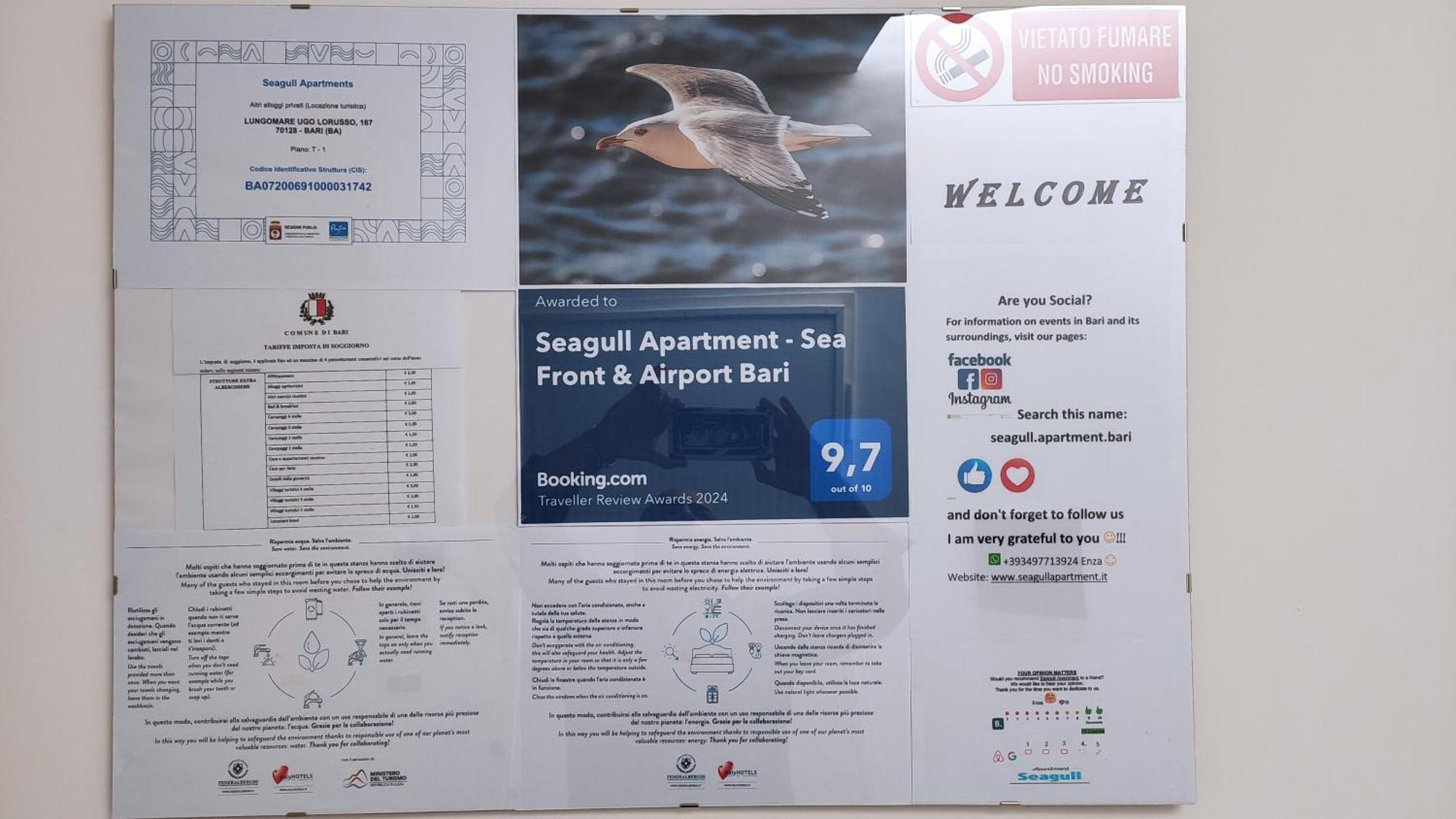 Seagull Apartments - Front And Sea View & Airport Бари Экстерьер фото